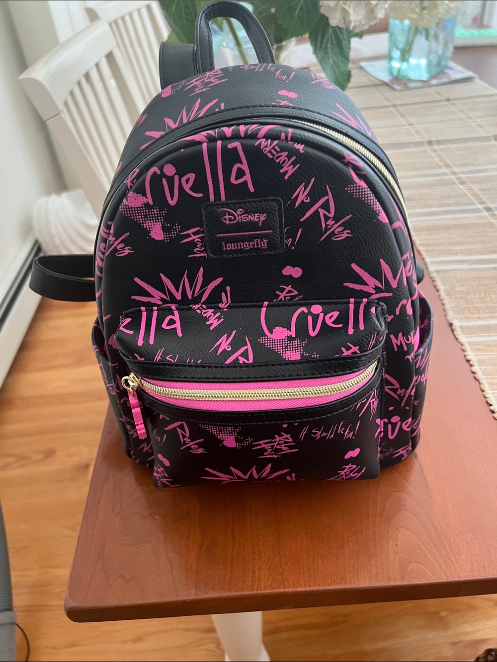 Loungefly Black & Pink Cruella Graffiti Mini Backpack